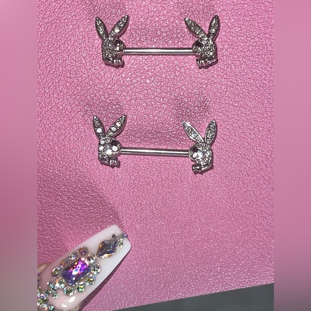 Playboy bunny nipple piercings silver (brand new)